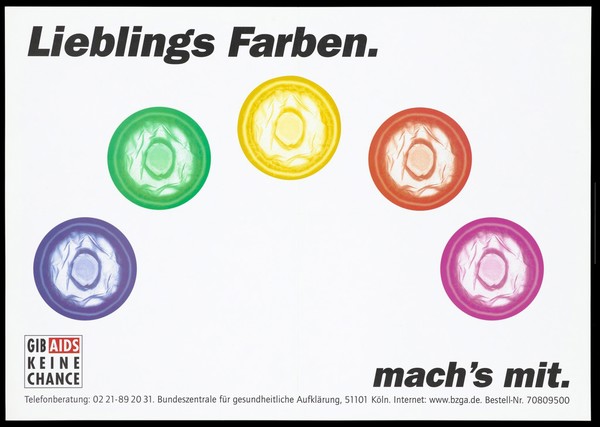 A rainbow of condoms representing AIDS protection