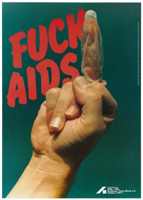 A condom as an advert for the AIDS-Hilfe Duisberg