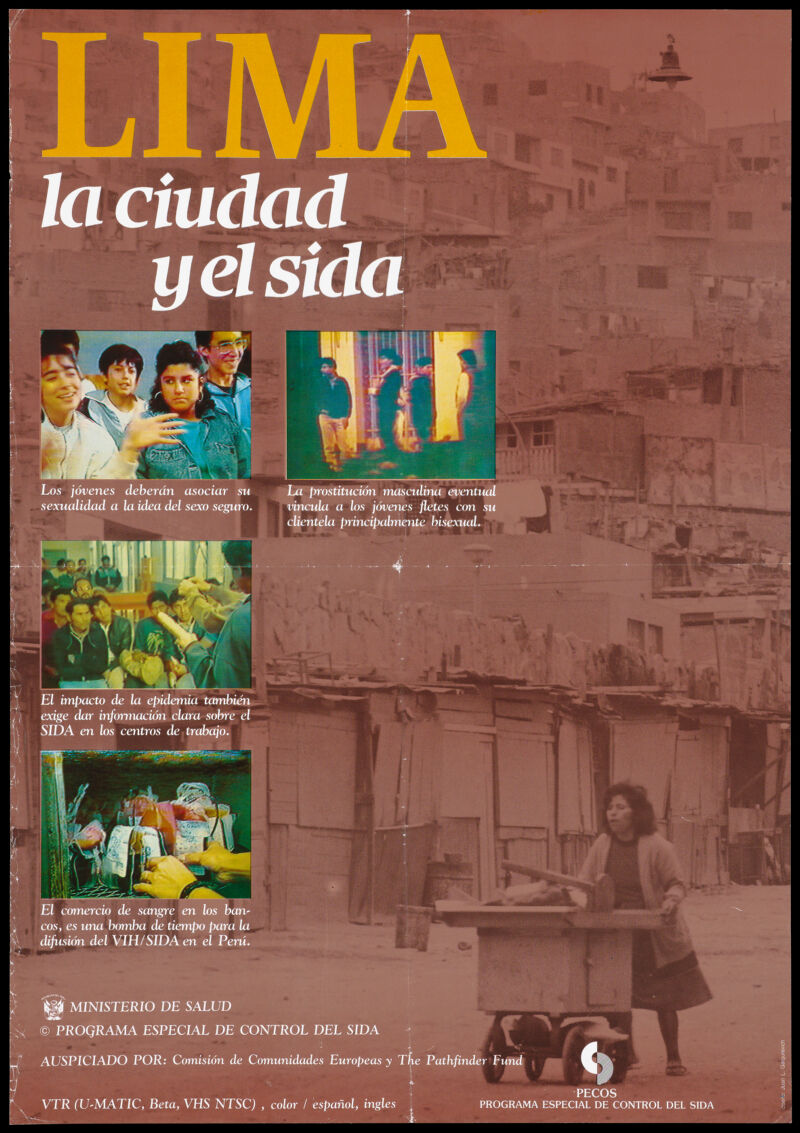 A Woman Pushes A Trolley Down A Dilapidated Street In Lima