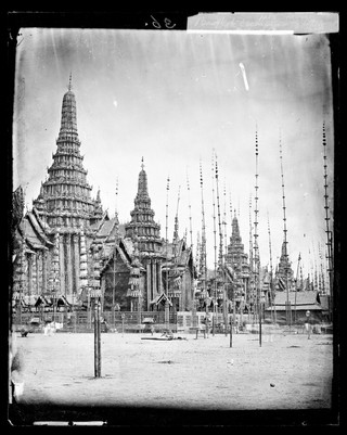 Bangkok, Siam (Thailand): the funeral meru for the cremation of King Pinklao (second king), January 1866. Photograph by John Thomson, 1866.