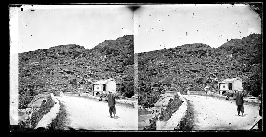 Road with three figures, Hong Kong. Photograph by John Thomson, 1868/1871.