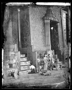 Bangkok, Siam (Thailand): the verandah outside the Chapel of the Emerald Buddha (Wat Phra K̄æo). Photograph by John Thomson, 1865/1866.