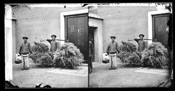 Amoy (Xiamen), Fukien province, China: two field labourers. Photograph by John Thomson, 1871.