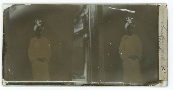 Swatow (Shantou), Kwangtung (Guangdong) province, China: a girl. Photograph by John Thomson, 1869.