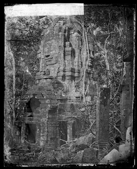 A tower at Nakhon Thom [Angkor Thom], Cambodia. Photograph by John Thomson, 1866.