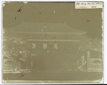 Ming tombs, Peking: the Lingendian (Hall of Prominent Favour or Great Sacrifice Hall) at Changling. Photograph by John Thomson, 1871.