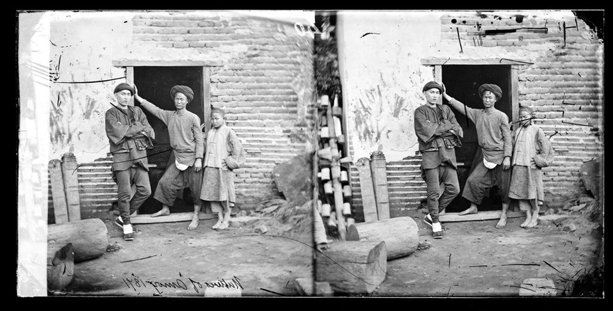 Amoy (Xiamen), Fukien province, China: two young men and a young woman. Photograph by John Thomson, 1871.