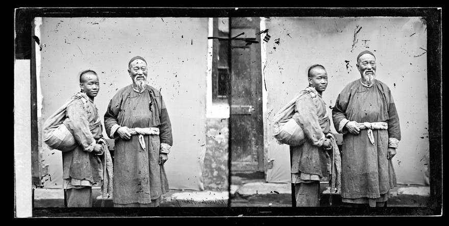 Peking, Pechili province, China: an old Muslim cook with his assistant. Photograph by John Thomson, 1869.