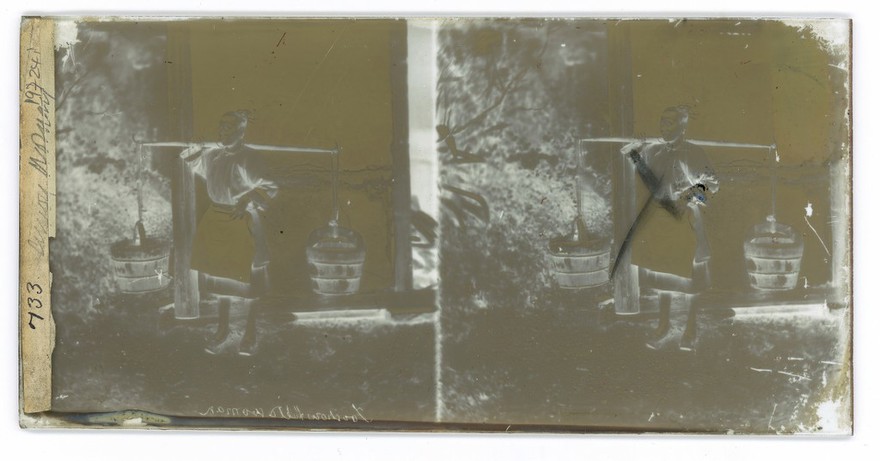 Foochow, Fukien province, China: a woman carrying buckets of night-soil. Photograph by John Thomson, 1871.