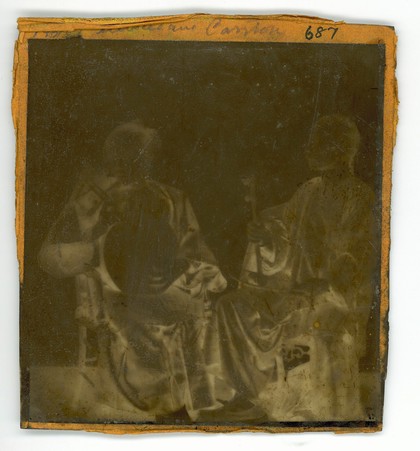 Canton, Kwangtung (Guangdong) province, China: two seated musicians. Photograph by John Thomson, 1869.