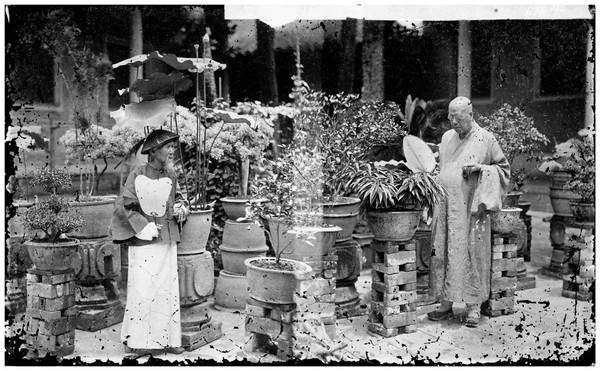 Canton (Guangzhou), Kwangtung province, China: the abbot at the Temple of five hundred gods. Photograph by John Thomson, 1869.