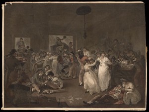 view Sailors at a drunken orgy. Mezzotint by W. Ward, 1807, after J.C. Ibbetson, 1802.