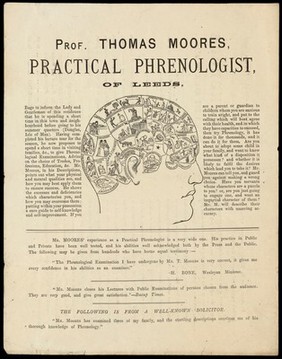 Phrenology within the reach of all : to the lady or gentleman of this house, with Mr. Moores' compliments / Thomas Moores.