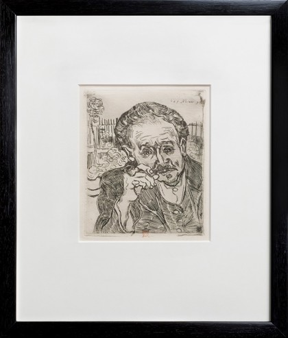 Paul Ferdinand Gachet. Etching by V. van Gogh, 1890.