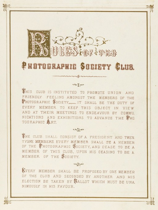 Photographic Society Club - rules