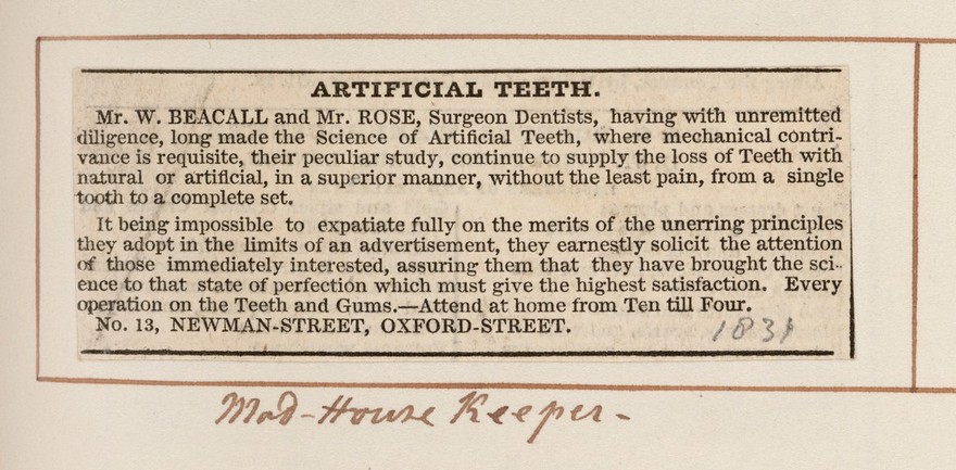 Dental memoranda / collected by T. Purland (1844).