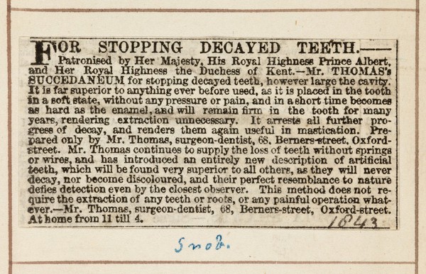 Dental memoranda / collected by T. Purland (1844).