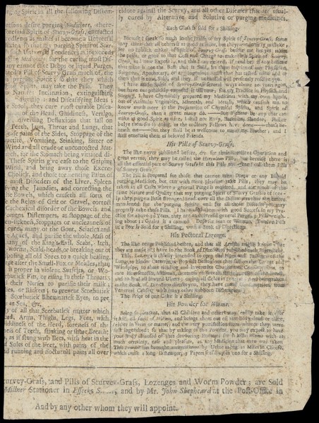 Advert for J. Russel, physician and oculist (back)