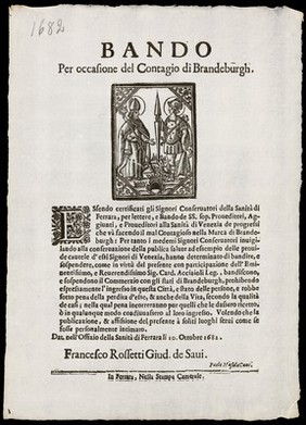 Bando per occasione del contagio di Brandeburgh / Francesco Rossetti.