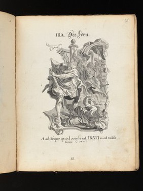 Allegory of water: a woman holding a ship on her shoulders; Moses leading Israelites out of Egypt while Pharaoh and the Egyptians drown. Drawing, ca. 1740.