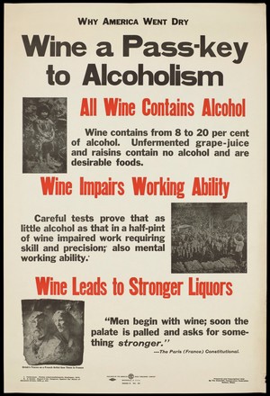 view The harmful effects of wine. Colour lithograph, ca. 1920.