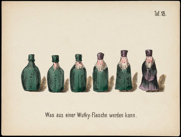 Evolution of household articles, animals etc. according to Darwin's doctrine. Colour lithographs by Fr. Schmidt, ca. 187-(?).
