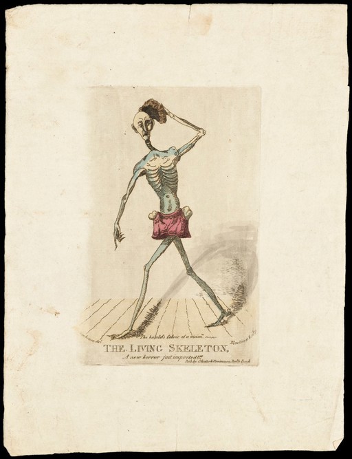 Claude Ambroise Seurat, a very thin man. Colour etching.