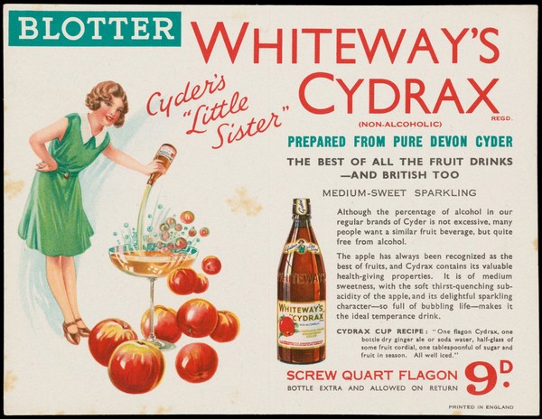 Whiteway's Cydrax (non-alcoholic) : cyder's "little sister" : blotter / Whiteways.