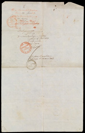 view Passport for a journey to France. 23 Jan 1837 (reverse)