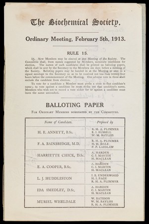 view Biomedical Society Minute Book Ballot paper