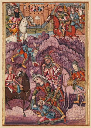 view Siege scene from the Shahnameh