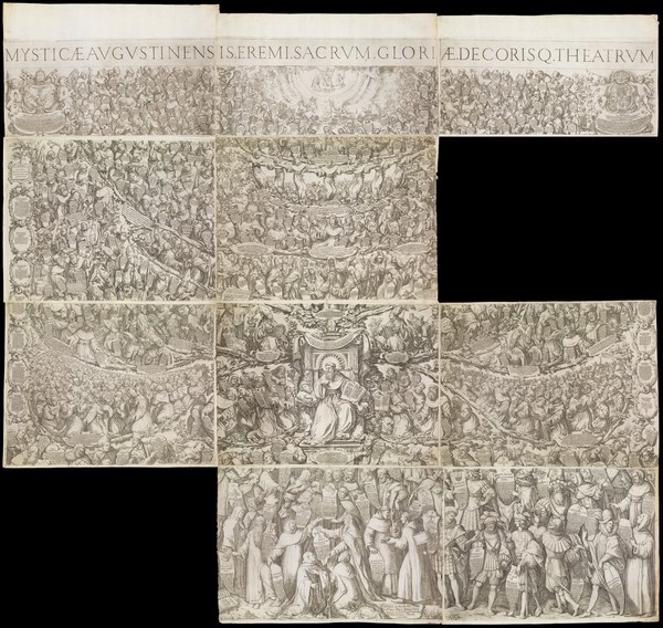 People and orders related to the Augustinian order. Engravings by Oliviero Gatti, 1614.