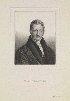 Thomas Robert Malthus. Stipple engraving by Félicie Fournier after John Linnell, ca. 1834.