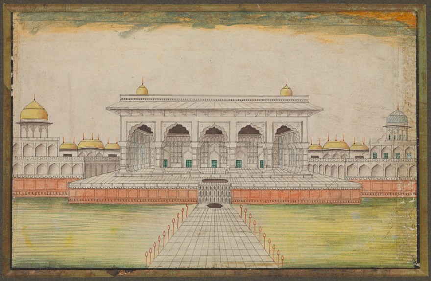 The Kass Mahal, part of the Red Fort at Agra. Watercolour.