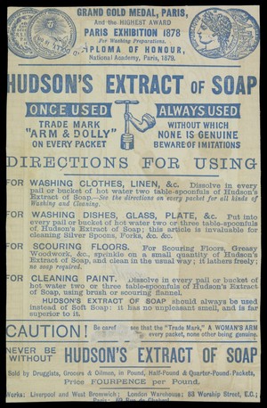 Advert For Hudson S Extract Of Soap Wellcome Collection