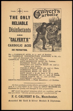 Advert for Calvert's Carbolic Acid