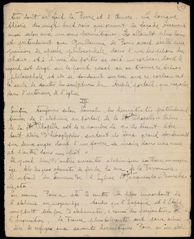 Les monuments alchimiques de Paris. L'unité de la matière. Author's holograph MSS. The first work contains a rough pen-drawing of the tomb of Étienne Yves 1467 in Nôtre Dame de Paris. Produced in Paris. From the Library of Lionel Hauser of Paris with his press-mark label 'L.H.61'.