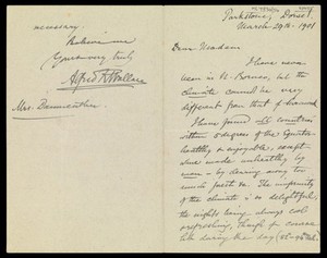 view Letters written by Alfred Russel Wallace