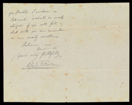 Letter from Alfred Russel Wallace to Richard Budd 9 Sep 1893