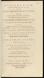 Dissertatio inauguralis, de aere dephlogisticato ... / / Eruditorum examini subjicit Jonathan Stokes.