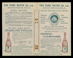 view The Pure Water Company. Puralis. Drinks Ephemera: Water, Box 2