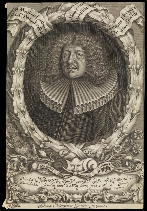 Martin Limburger. Line engraving by J.C. Sartorius, 1692, after C. Eimmart