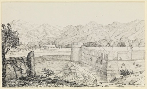 A drawing of a fort in Bombay or the Western Ghats