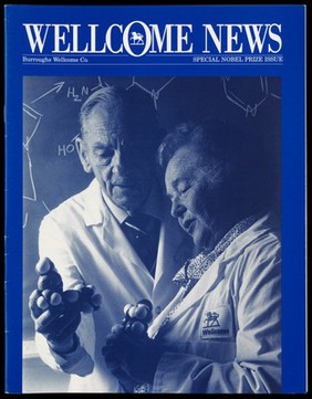 Front cover of Wellcome News, Special Nobel Prize Issue, 1988, showing Hitchings and Elion.