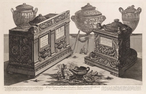 Marble urns and vases, and lamps