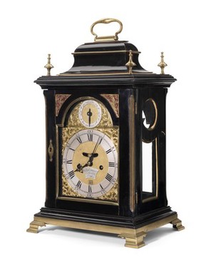 A bracket clock (shelf clock, mantel clock). Construction and assembly by John Leroux, 177-.