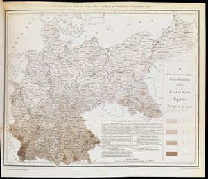 view Map showing eye colour of schoolchildren, Germany 1875