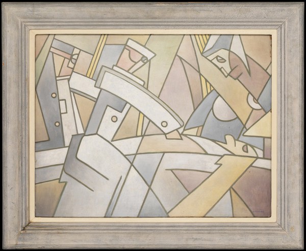 A surgeon performing an operation. Oil painting by H. Fletcher.