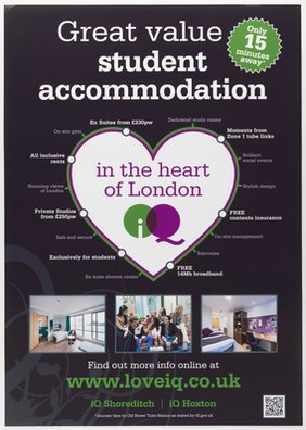 Poster advertising student accommodation in London