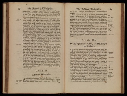 Pages 74-75 of The history of the Chaldaick philosophy / By Thomas Stanley.